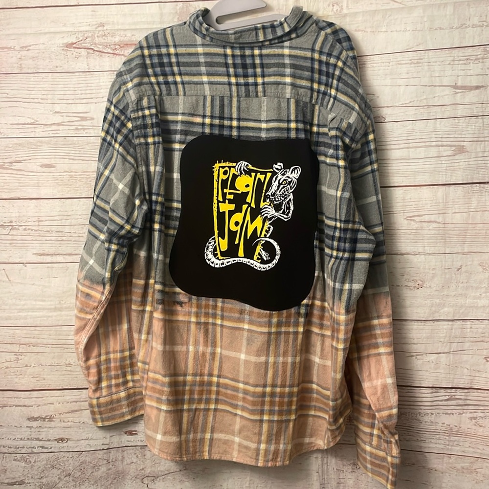UpCycled Pearl Jam 2023 Tour T-Shirt Flannel, Handmade and One-of-a-Kind